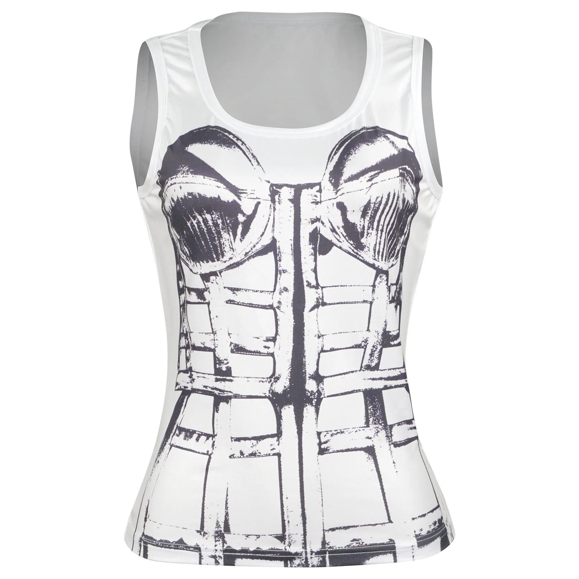 تنوعا سترة الشارع Sle مطبوعة الساخن فتاة العصرية تانك القمم المرأة Faion الصيف Svel الدانتيل تقليم Thiened ألياف الحليب