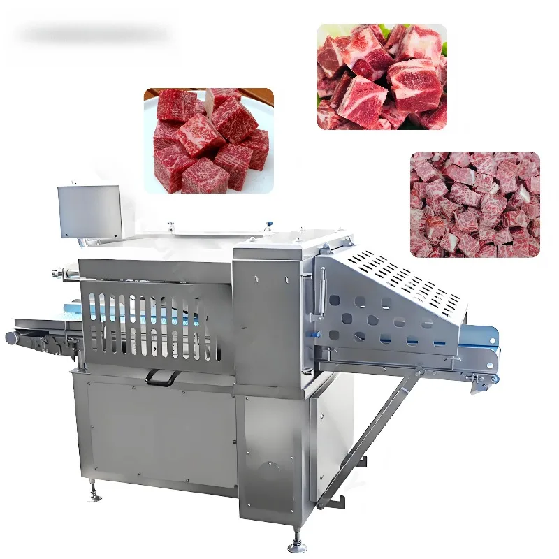 Commercial Heavy-duty Frozen Meat Slicing Dicing Machine, Continuous High-speed Cutting for Meat Processing Production Line OME
