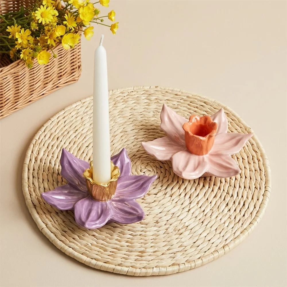 Moldes de silicona Nicole Graceful Daffodil para portavelas de hormigón y yeso, molde de Jesmonite para hacer portavelas DIY