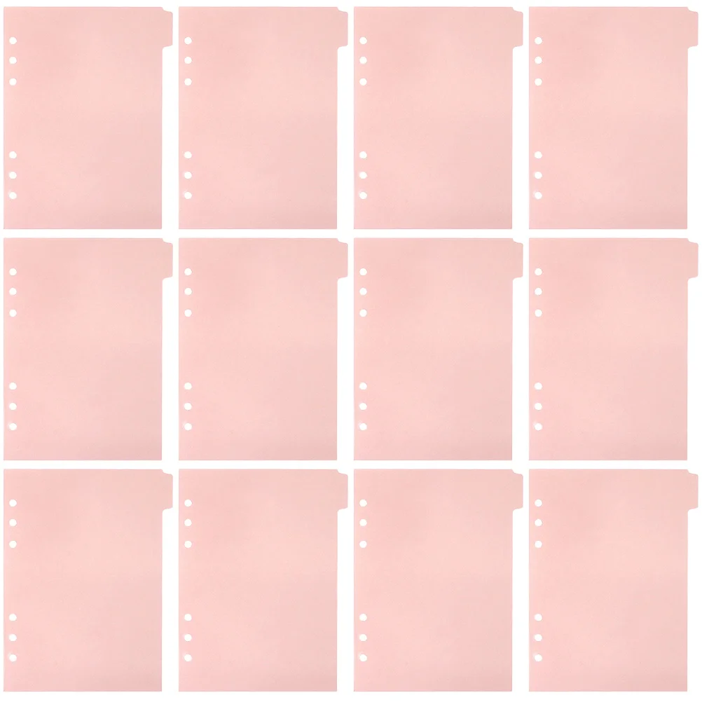 

12pcs Binder Divider Dividers Notepad Tabs Index Plastic Folder A5 Punched Colored Design Document Separator Notebook Manual