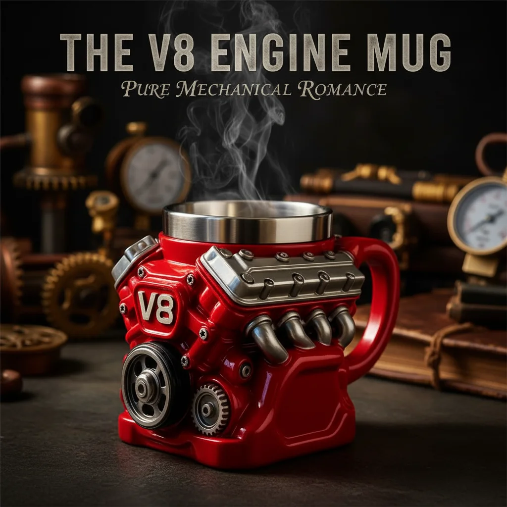 V6 V8 Engine Coffee Mug Unique Design Mug for Men Mechanic Coffee Mug for Car Lovers Gift Cup for Mechanics & Enthusiasts 200ml