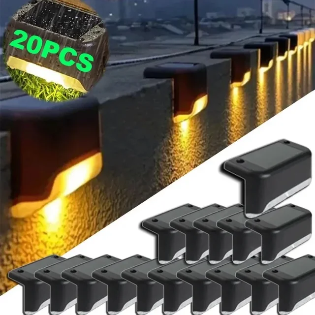 Ciepła biała lampa LED na energię słoneczną Ścieżka Schody Zewnętrzne oświetlenie ogrodowe Wodoodporna dekoracja świetlna balkonowego do oświetlenia ogrodzenia schodowego Patio