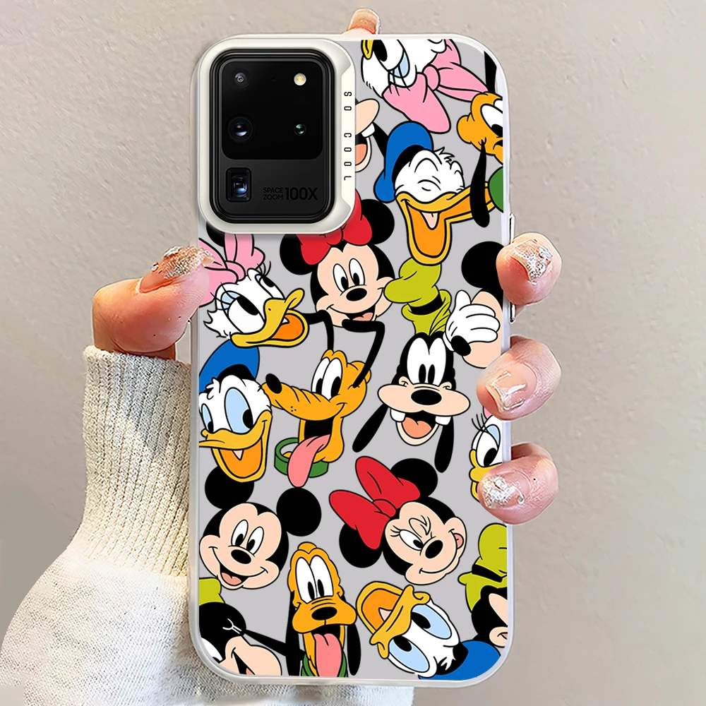 MINISO M-Mickey Mouse Friends Laser Phone Case for Samsung S24 23 22 ULTRA A25 33 32 34 S PLUS IMD Shockproof Silicone Coque