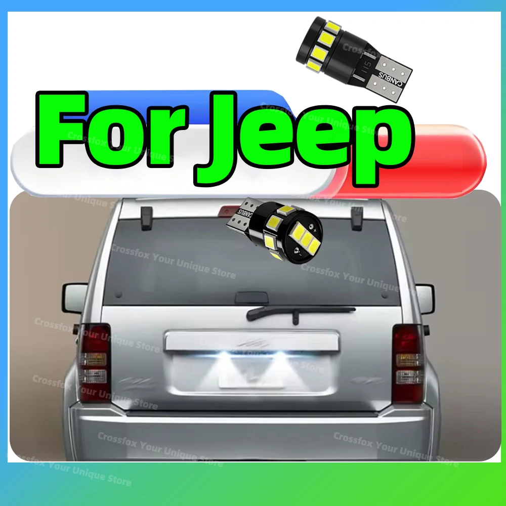

2x LED License Plate Lights W5W T10 Bulbs For Jeep Liberty 2002-2012 Patriot Renegade Compass 2007-2019 Commander Grand Cherokee
