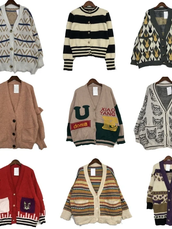 

Vintage Small Knitted Cardigan Outerwear ex Woolen Retro Versatile National Sle Premium Winter Sweater Moisture ng...