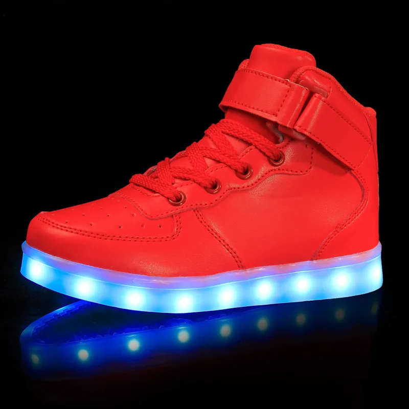 Trump LED Light Up Shoes Light for Men High Top LED Sneakers USB Recharging Shoes Women Glowing Luminous Flashing Shoes LED Kids