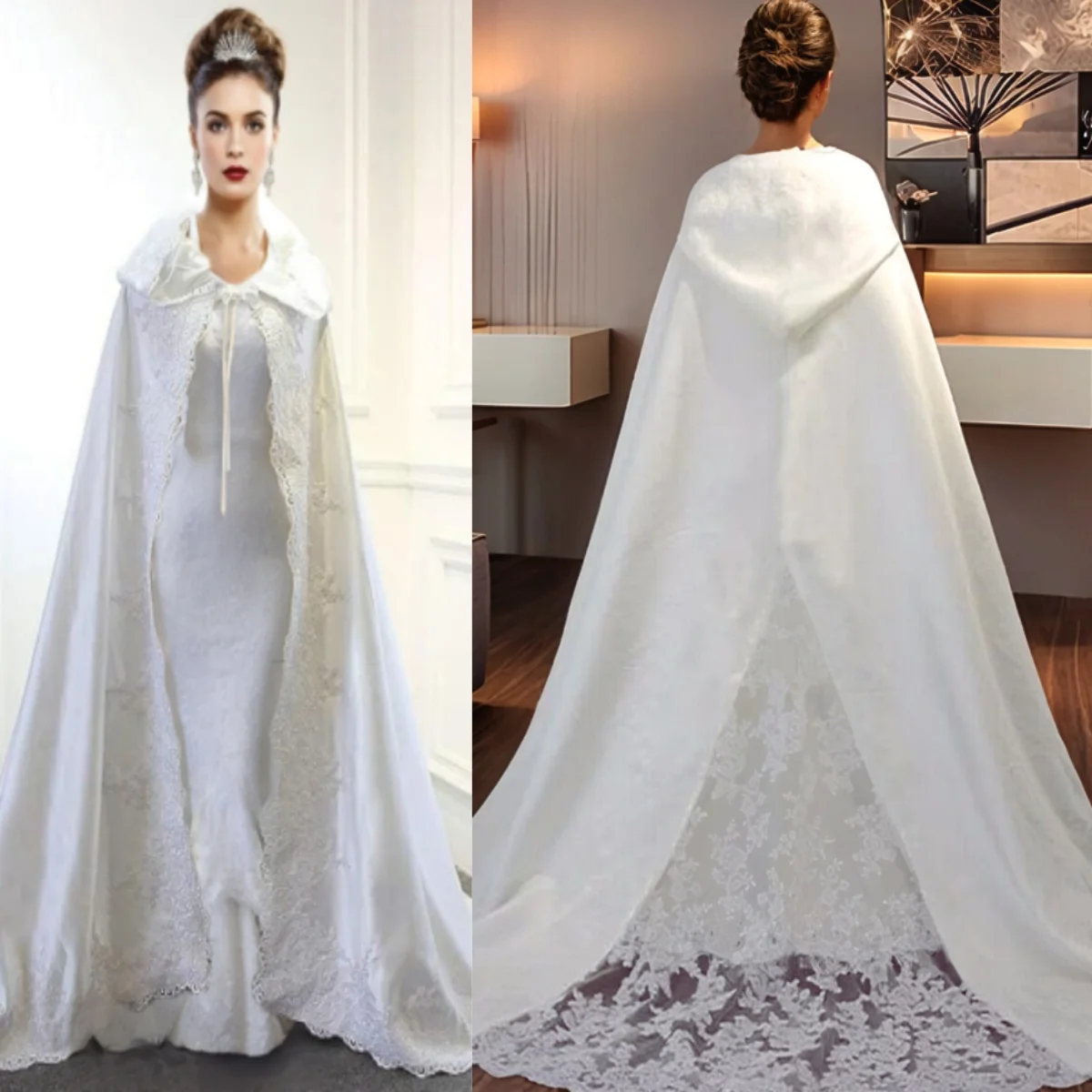 

Gorgeous Wedding Customized Wraps Shawl Capes Long Train Lace Edge With Lace Appliques Bride Wedding Accessories