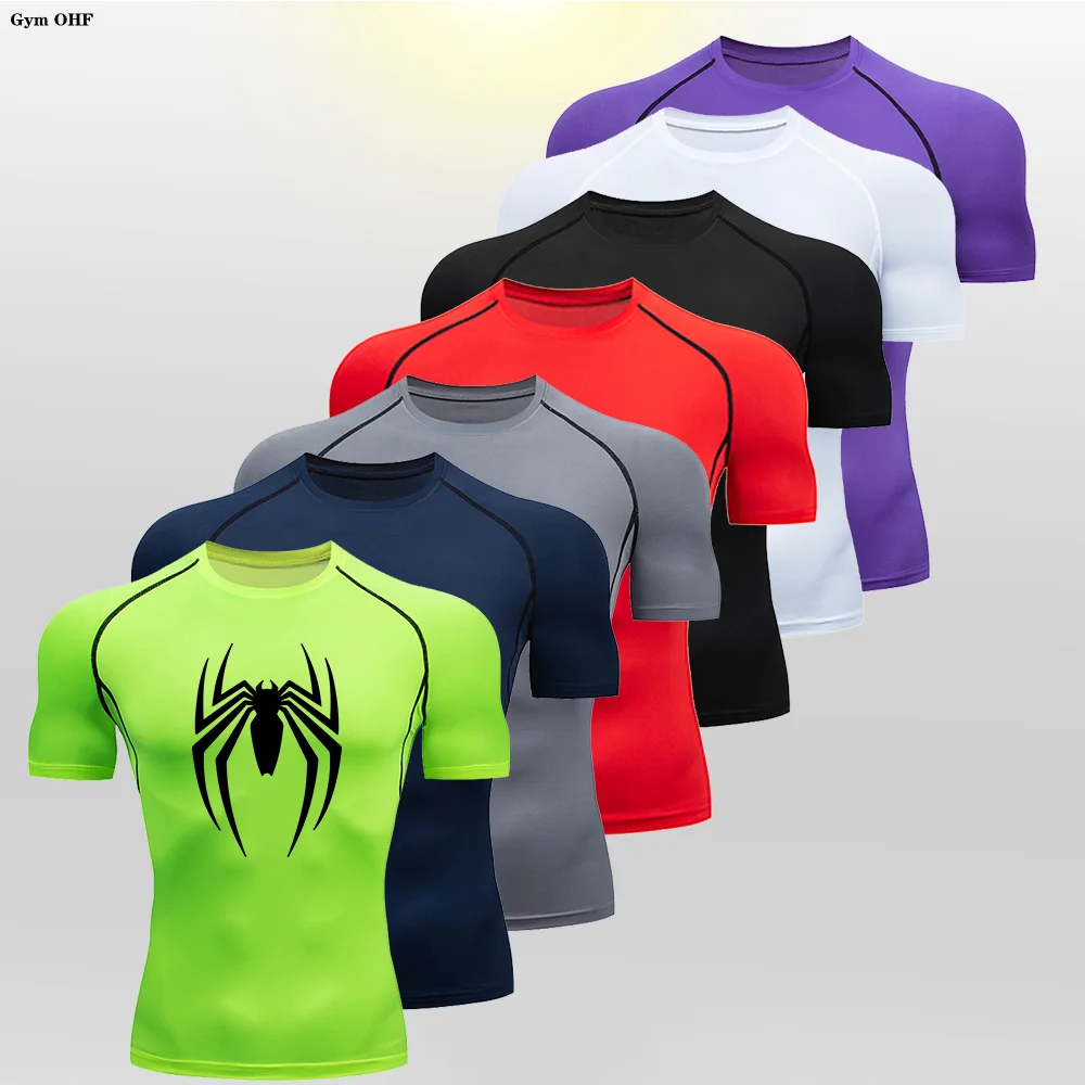 Spider Rashguard MMA Men\'S Sports Fitness Gym Musculation Jogging Running T-Shirt Tights Comprehensive Combat Jujitsu Muay Thai