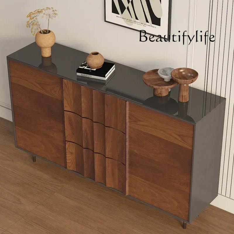 

American walnut color creative side cabinet solid wood storage Italian living room decoration designer