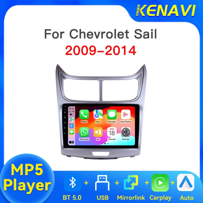 Car Radio Stereo Touch Screen For Chevrolet Sail 2009-2014 MP5 Player CarPlay Android Auto Bluetooth 5.0 USB Multimedia System
