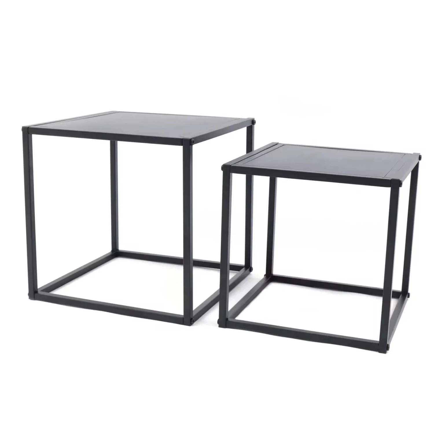 Mesa de centro quadrada Mesa final, mesa lateral de metal moderno, suporte preto fosco, suporte de escritório, 35*35*35cm, 40*40*40cm, 2 PCs