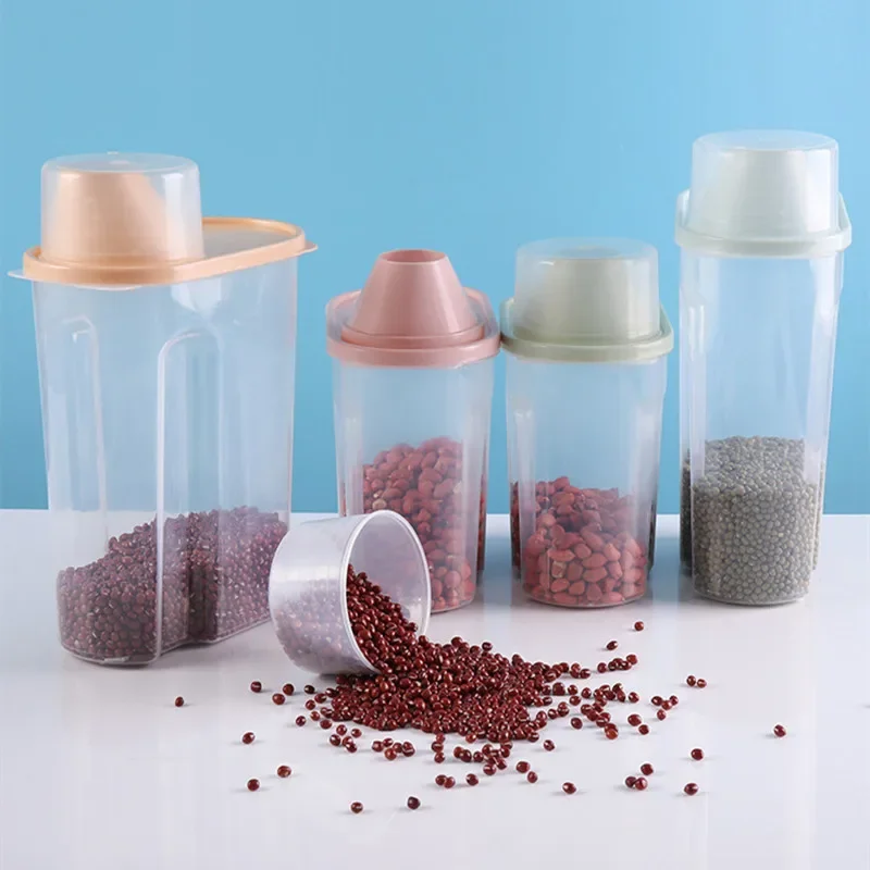 Plastic Cereal Dispenser Storage Box Kitchen Food Grain Rice Container Dried Fruit Snacks Storage Box Flour Grain Storage S/L