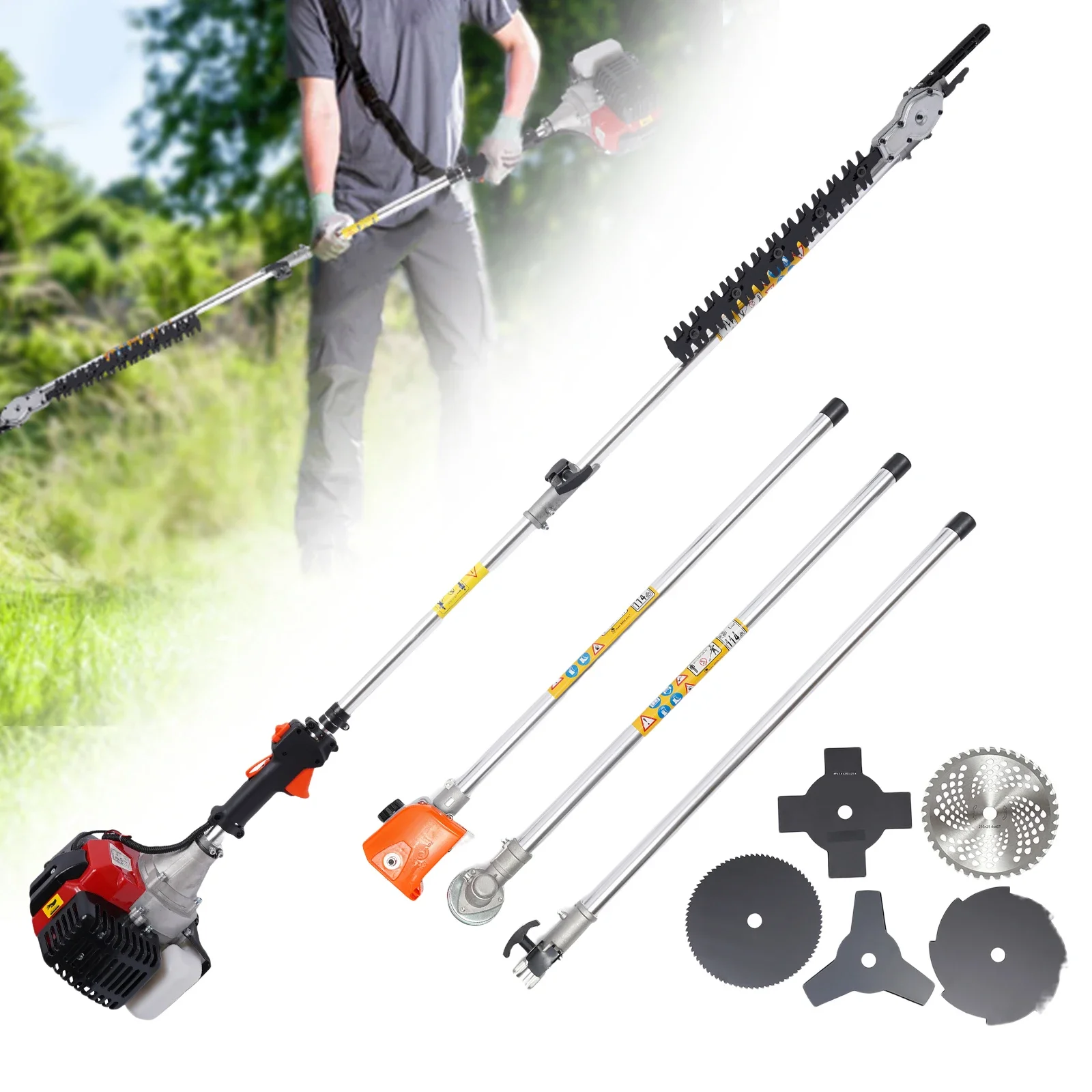 52CC 2ストローク多機能草刈機 1.7KWエンジン 7種類のトリマーヘッド付き 安定した刈り込み性能の芝刈り機