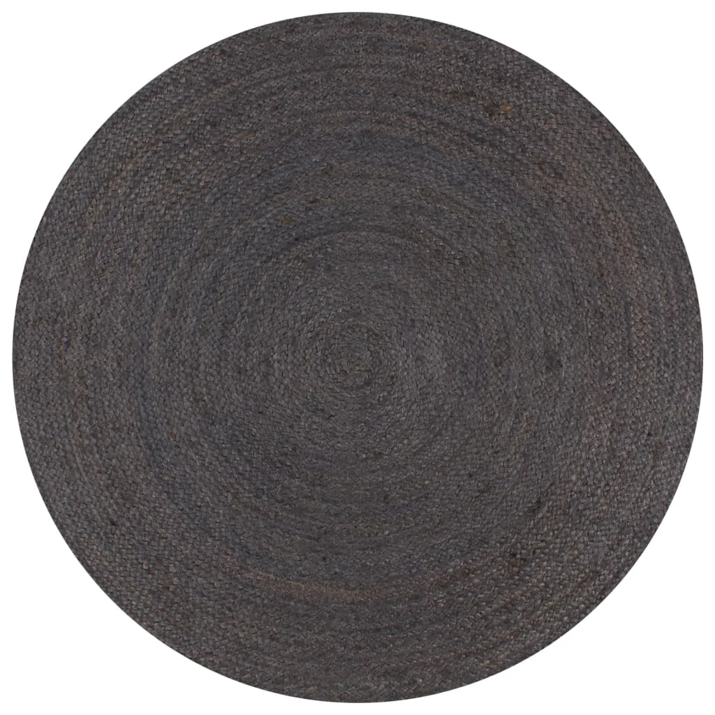 Teppich Handgefertigt Jute Rund 120 cm Dunkelgrau