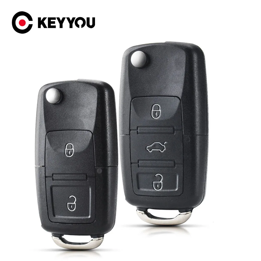 KEYYOU For VW Golf 4 5 Passat B5 B6 Polo Touran For Seat For Skoda Key 2/3 Buttons Flip Key Shell Car Key Fob Without Blade