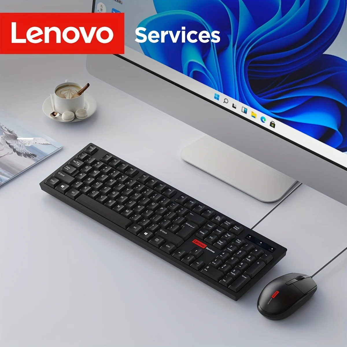

Lenovo USB keyboard and mouse kit KM290 Set Classic Black Office Kit Business Home Use 104-Key Layout Desktop Laptop Universal