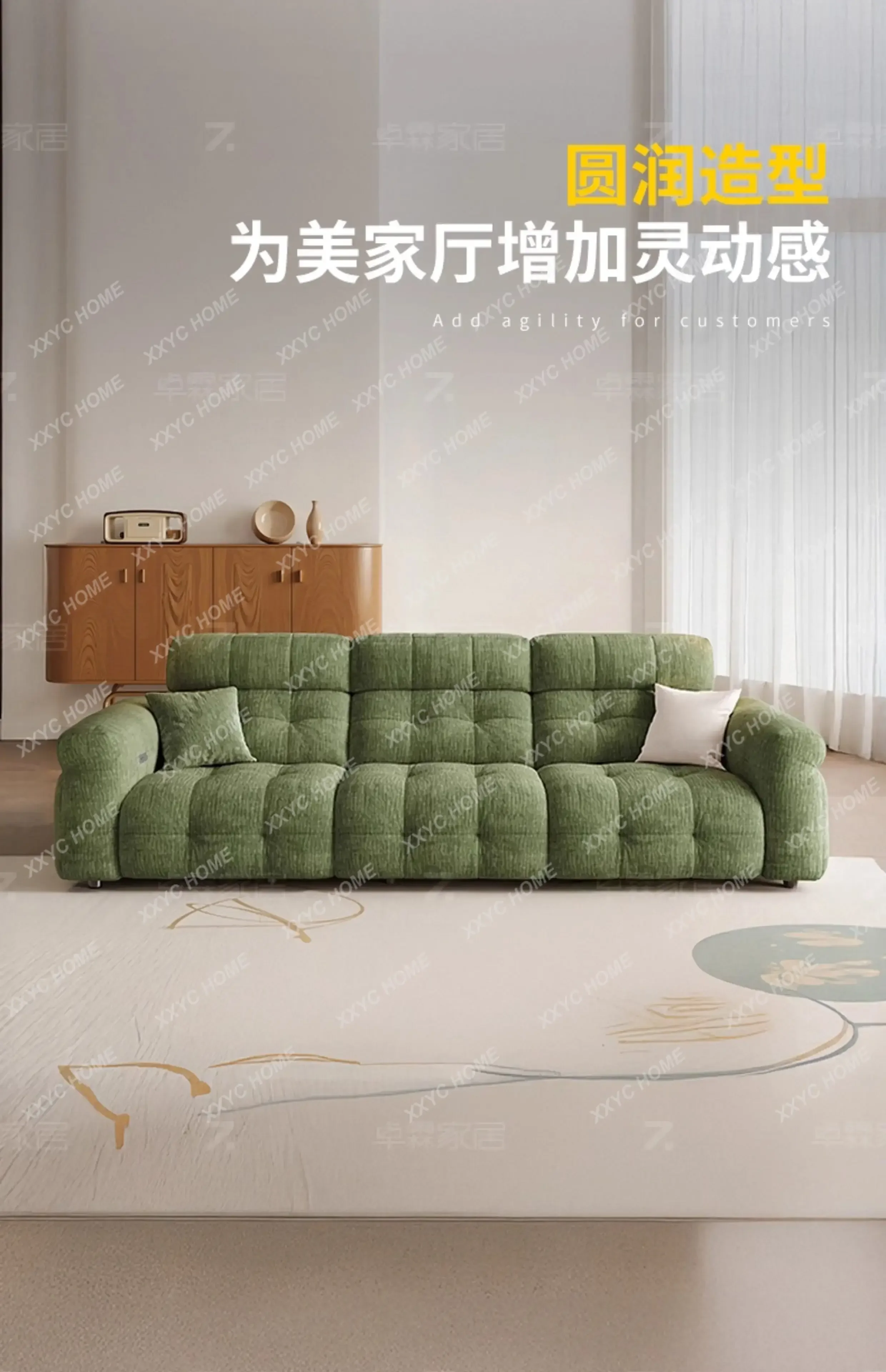 Open Three Seater Living Room Sofas Velvet Fabric Modern Modular Living Room Sofas \