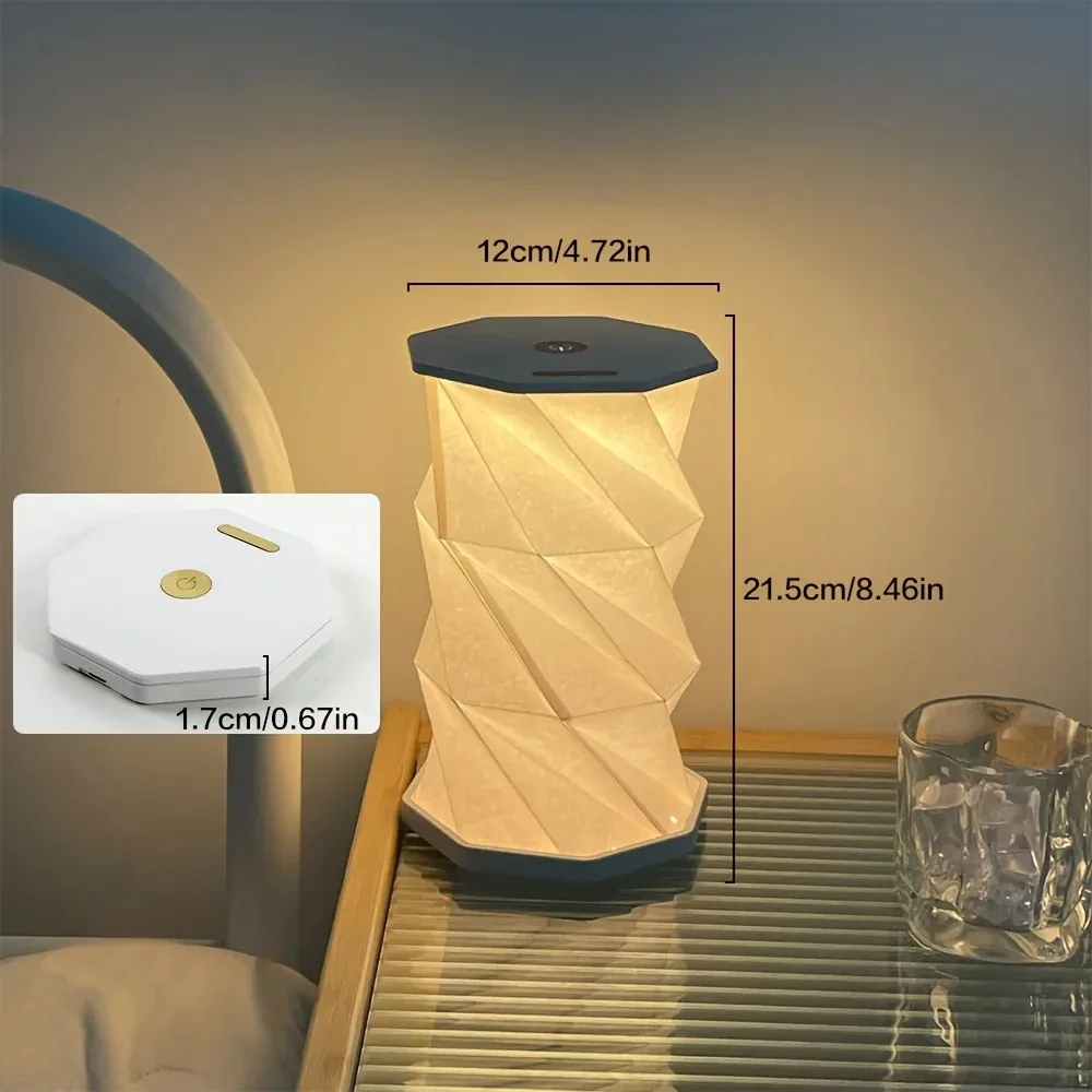 Picture 4: Outdoor Portable Folding Table Lamp Dimmable Paper Lantern for Camping Traveling Tent Night Light Emergency Home Bedroom Decor