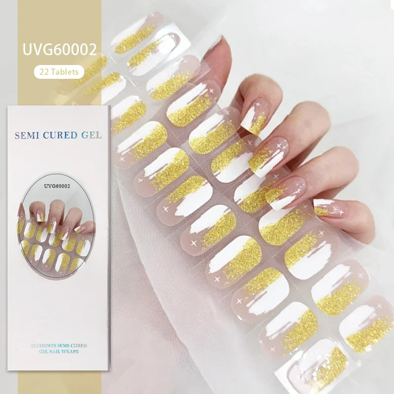 

Semi Cured Gel Nail Patch Slider Adhesive Waterproof Women Fashion Gel Nail Sticker for UV LED Lamp Nail Art Decorations