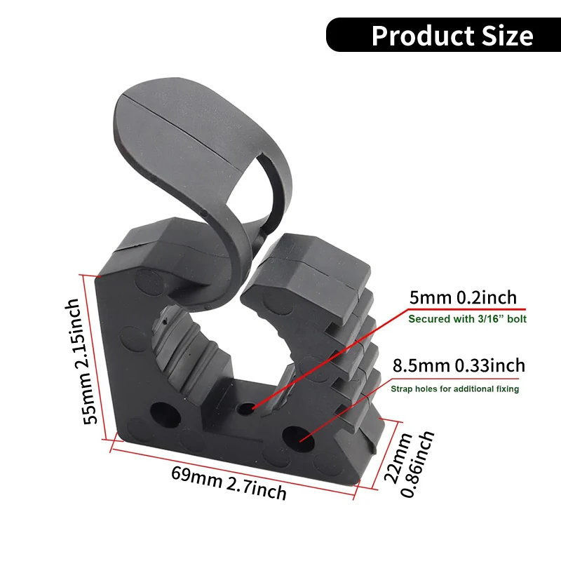 2PCs Rubber Clamp Shovel Holder Quick-Release Clamp Mount Bracket for Off-road Vehicles Hunting Truck Trailer 30-40mm Diameter