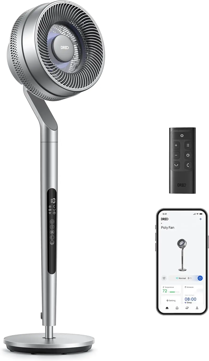 

Smart Pedestal Fan for Bedroom, WiFi/Voice/Alexa Control, 6 Modes, 10 Speeds, 12H Timer, 23dB Quiet DC Motor, 120°+85° Oscillation, 100ft Range, Adjustable 40-44" Height