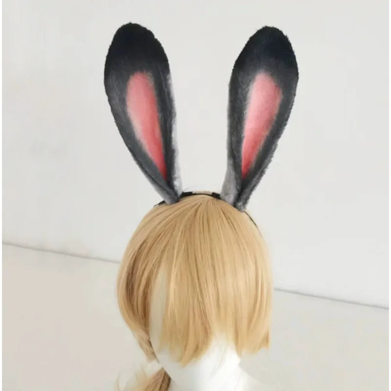 Bandeau oreilles de lapin de Police gris, fausse fourrure longue oreille en peluche pour fête Cosplay, accessoires de noël et d'halloween