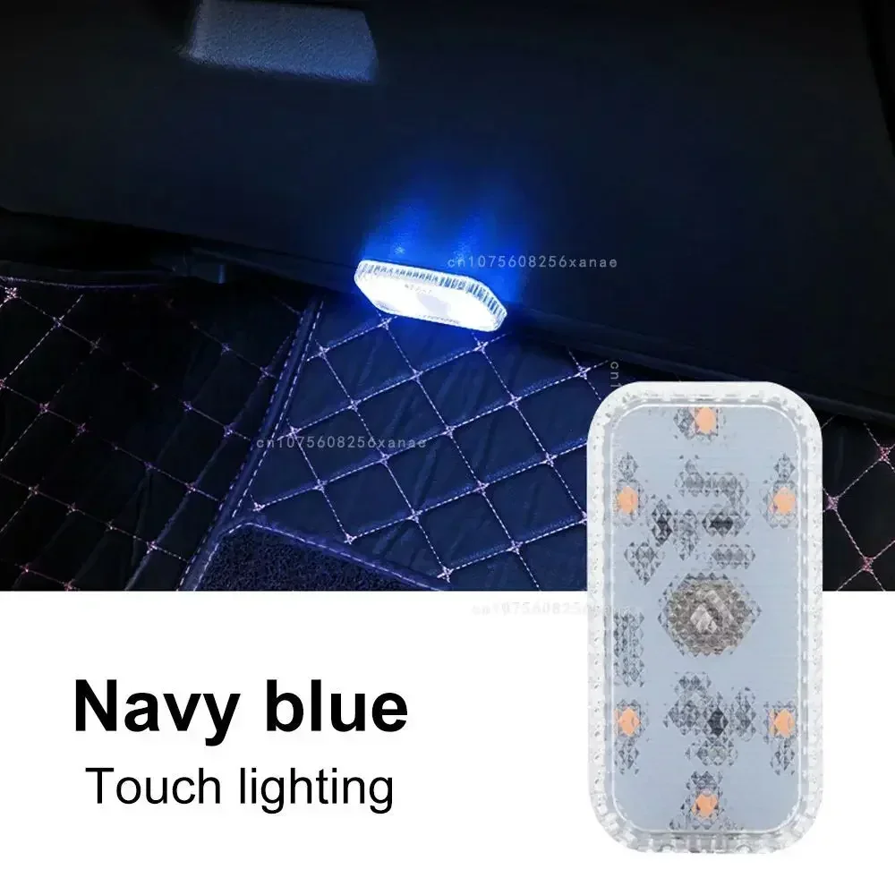 LED Touch Light Mini Wireless Car Interior Lighting Auto Roof Ceiling Reading Lamp for Door Foot Trunk Storage Box USB Charging