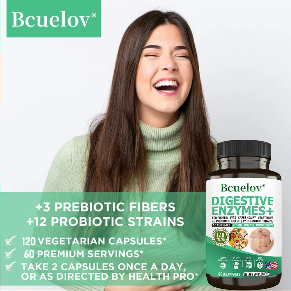 

Digestive Enzyme + Prebiotics and Probiotics Supplement, 10 Billion CFU, Promotes Digestive Health, Detox Cleansing