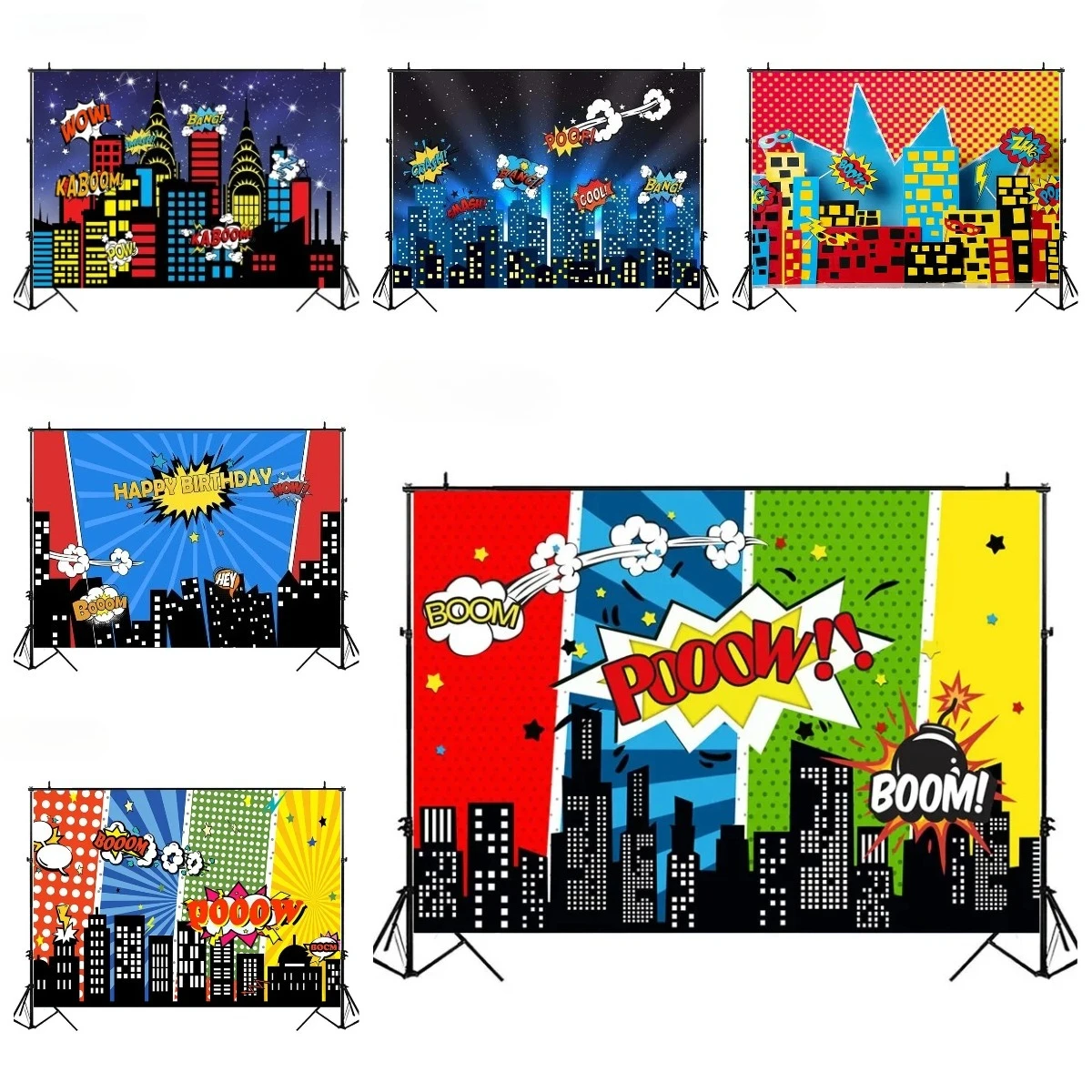 Super Hero Night City Building Photography Background Child Birthday Cartoon Newborn Cake Smash Backdrop Photo Studio Photophone