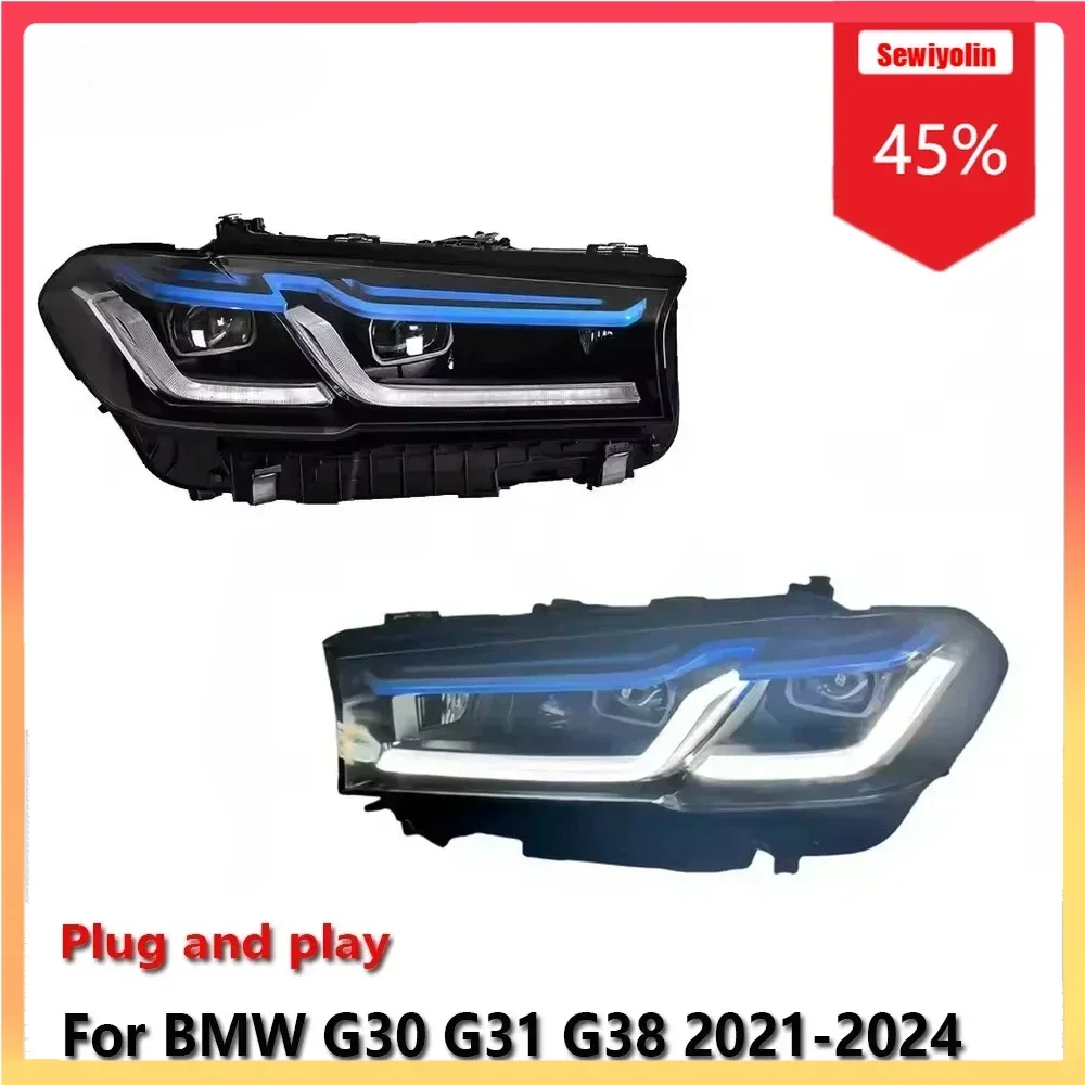 

Автомобильные светодиодные фары, аксессуары для авто для BMW 5 G38 G30 G31 2021-2024, автомобильные противотуманные фары DRL, заглушка указателя поворота и