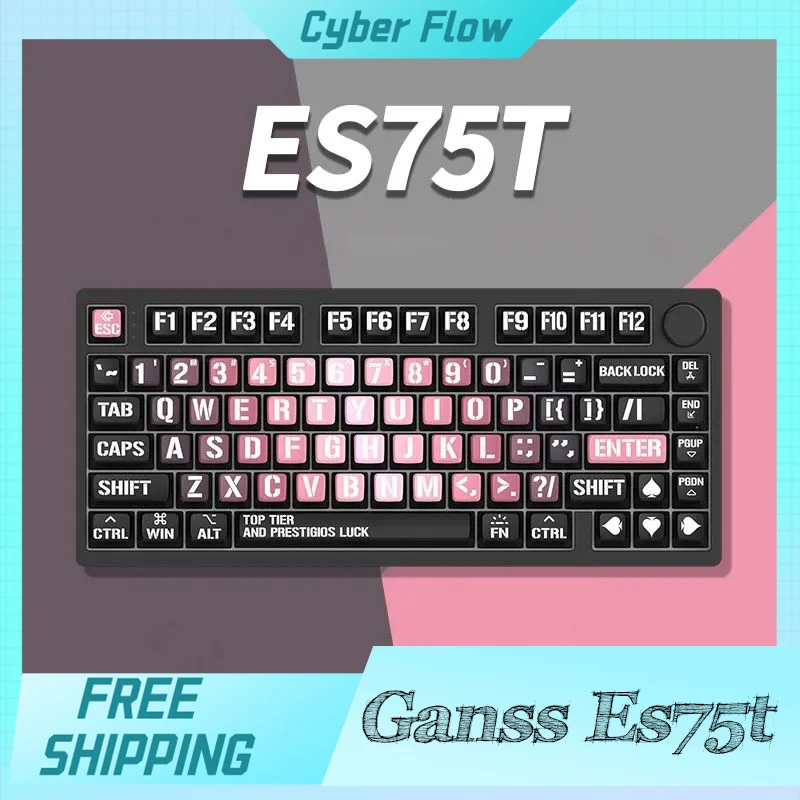 

Ganss Es75t Magnetic Axis Keyboard Aluminium Alloy With Knob Tri Mode Mechanical Keyboard Custom E-Sports Gamer For Pc Accessory