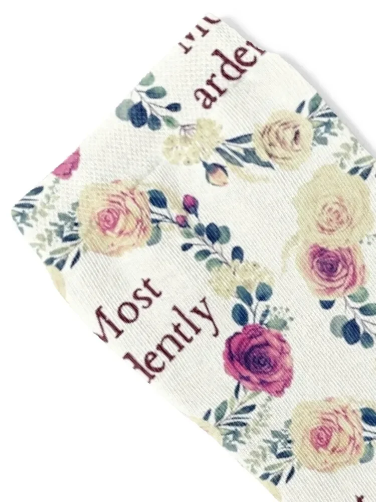 Copy of Most Ardently Jane Austen Pride and Prejudice Vintage Roses Socks with print designer gift Socks Girl Men's