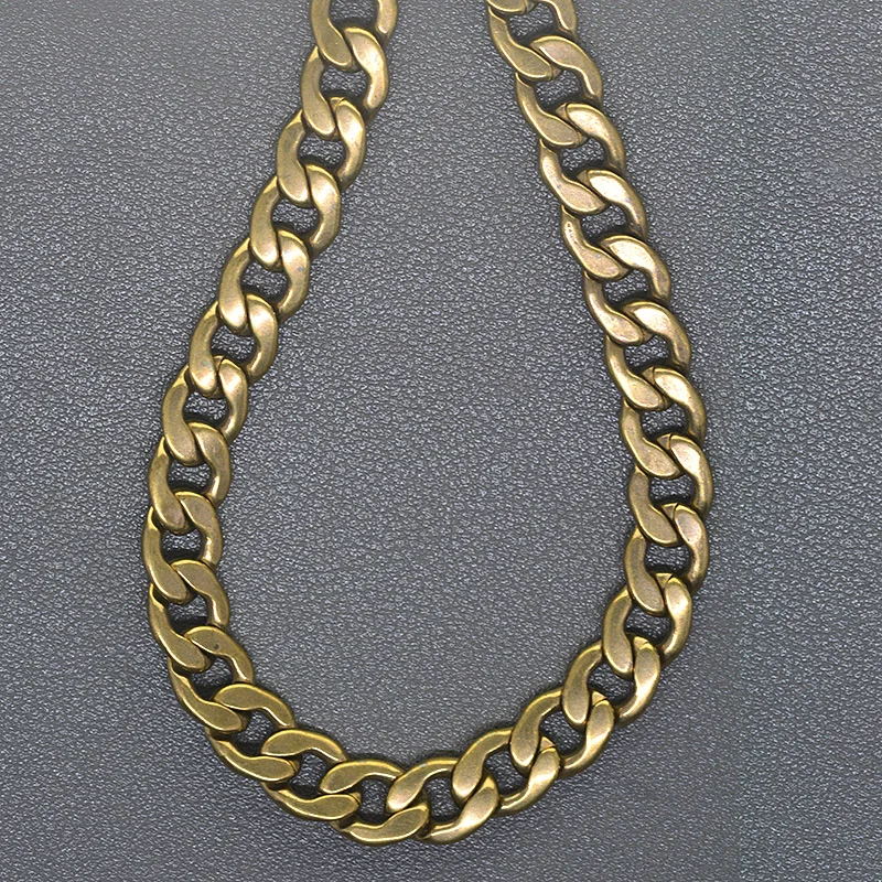 custom length solid brass large 9 mm thick oval nk link necklace wallet jean pocket watch chain DIY replacement