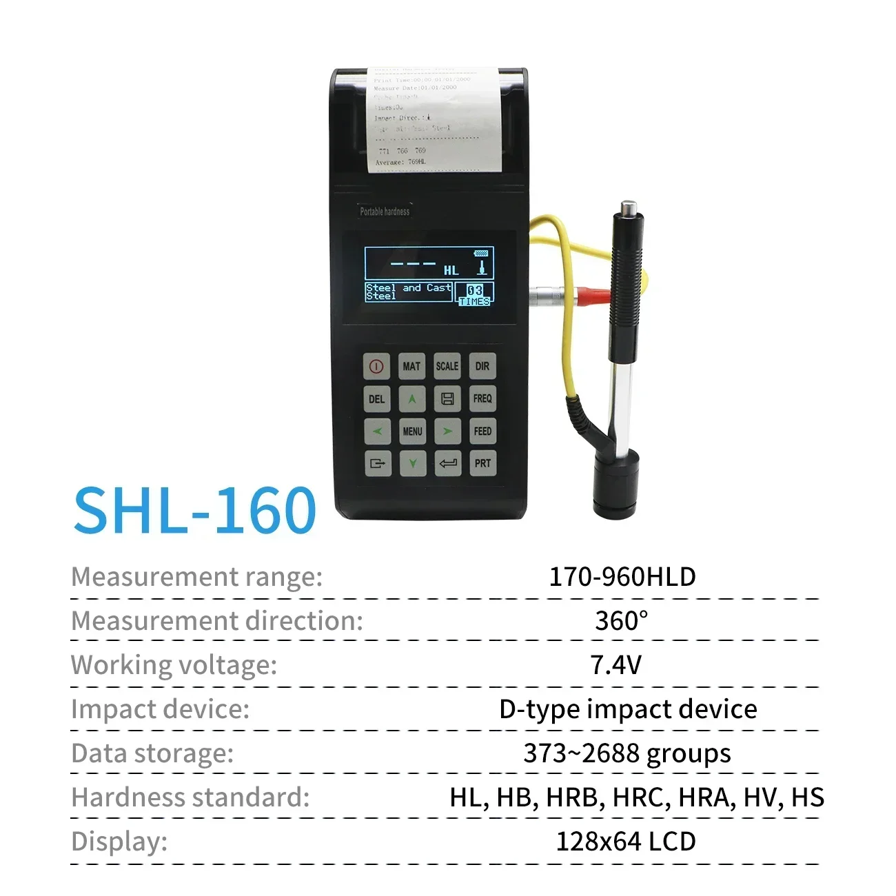 Portable Digital Leeb Hardness Tester With Printer Tester For Metal Materials Durometer Tester Meter SL-160