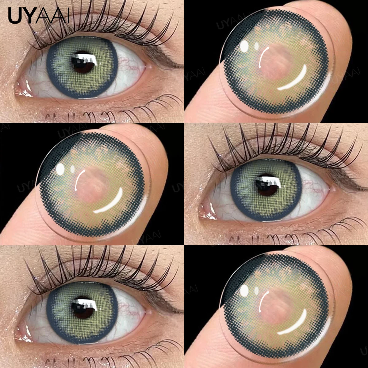 UYAAI 1 Paar farbige Kontaktlinsen, Make-up, blaue Schüler, natürliche braune Linsen, hochwertige grüne Farbe, Augenlinse, kosmetische Farbe