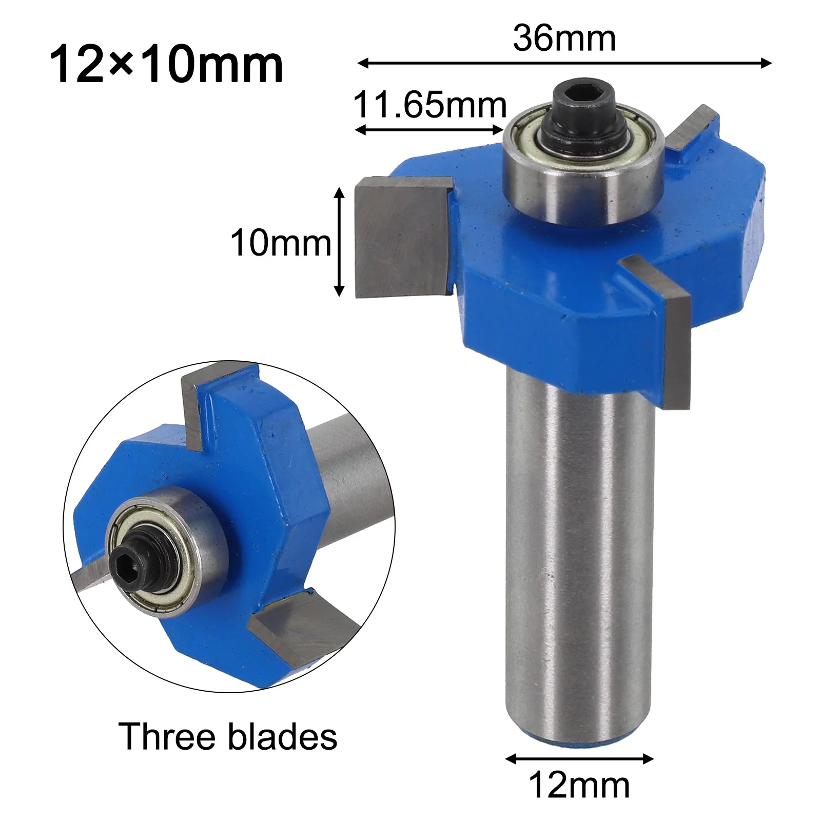 8 10 12mm Router Bit 3 Wings Slotting Cutter Carbide Slotting Cutter Woodworking Tools 12mm Shank Balanced Craftsmanship
