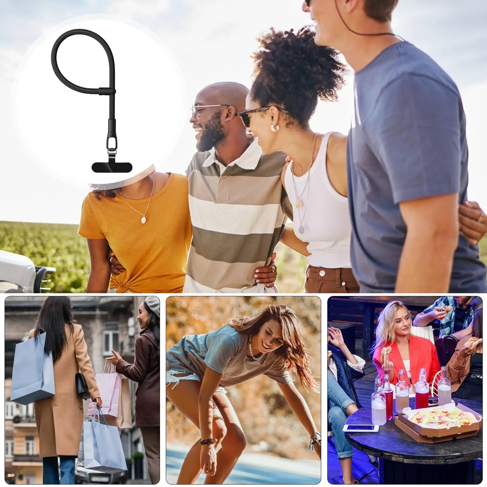 

Phone Lanyard Rotating Self-Locking Smartphone Lanyard Phone Hand Strap For Outdoor Party Travel Walking Camping Hiking Picnic