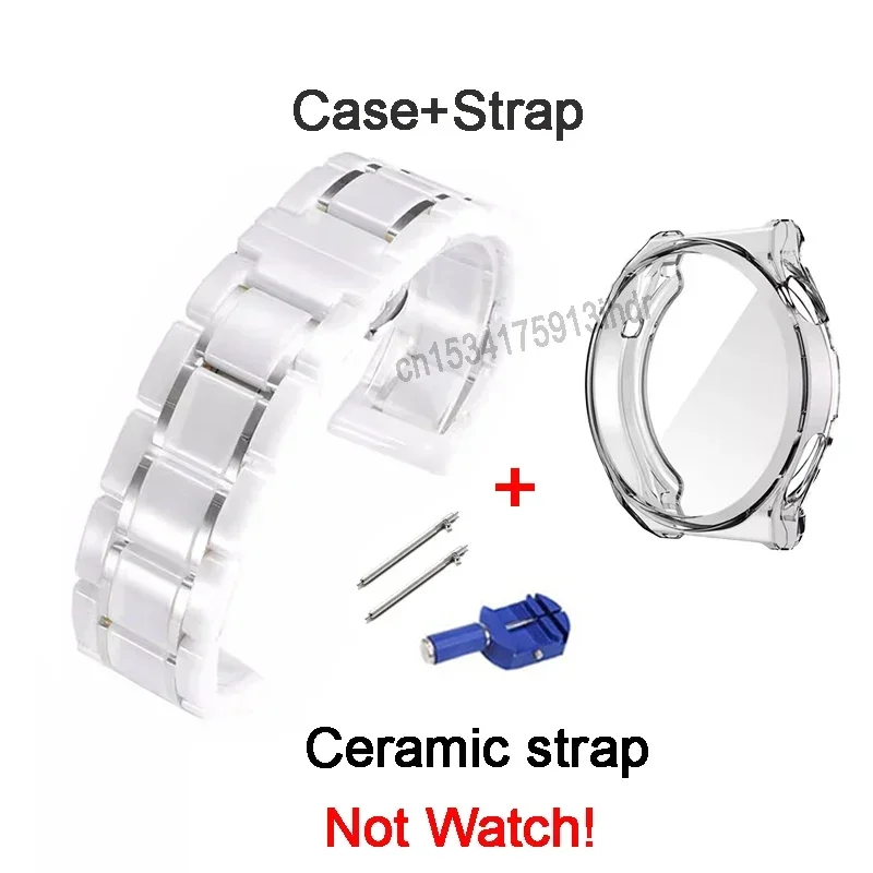 Ceramic Strap For Huawei Watch GT 3 Pro 43mm,White Ceramic Watchband with Watchcase For Huawei Watch GT 3Pro 43mm Wristband+Case