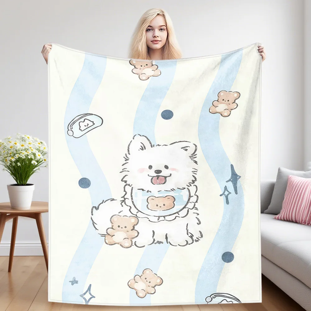 Samoyed Joy Nap Blanket,Flannel Blanket,Suitable For Sofas,Beds,Cars,Rooms,Offices,Camping,Exquisite Gift Blankets