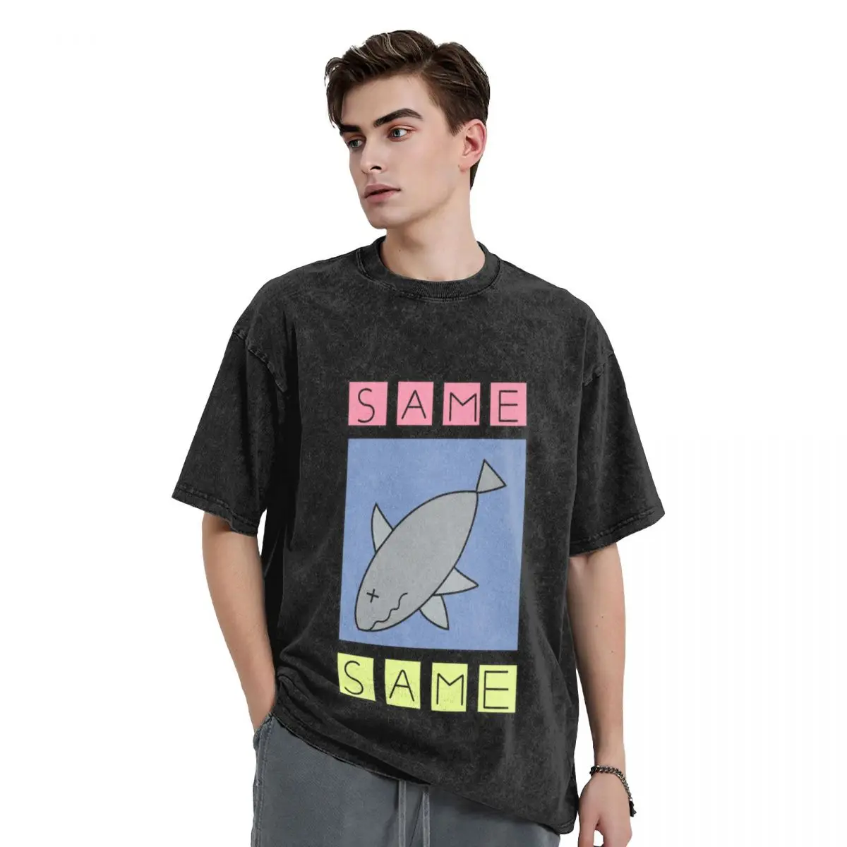 nichijou - same (shark) T-Shirt customs Short sleeve tee cotton graphic tees fruit of the loom mens t shirts