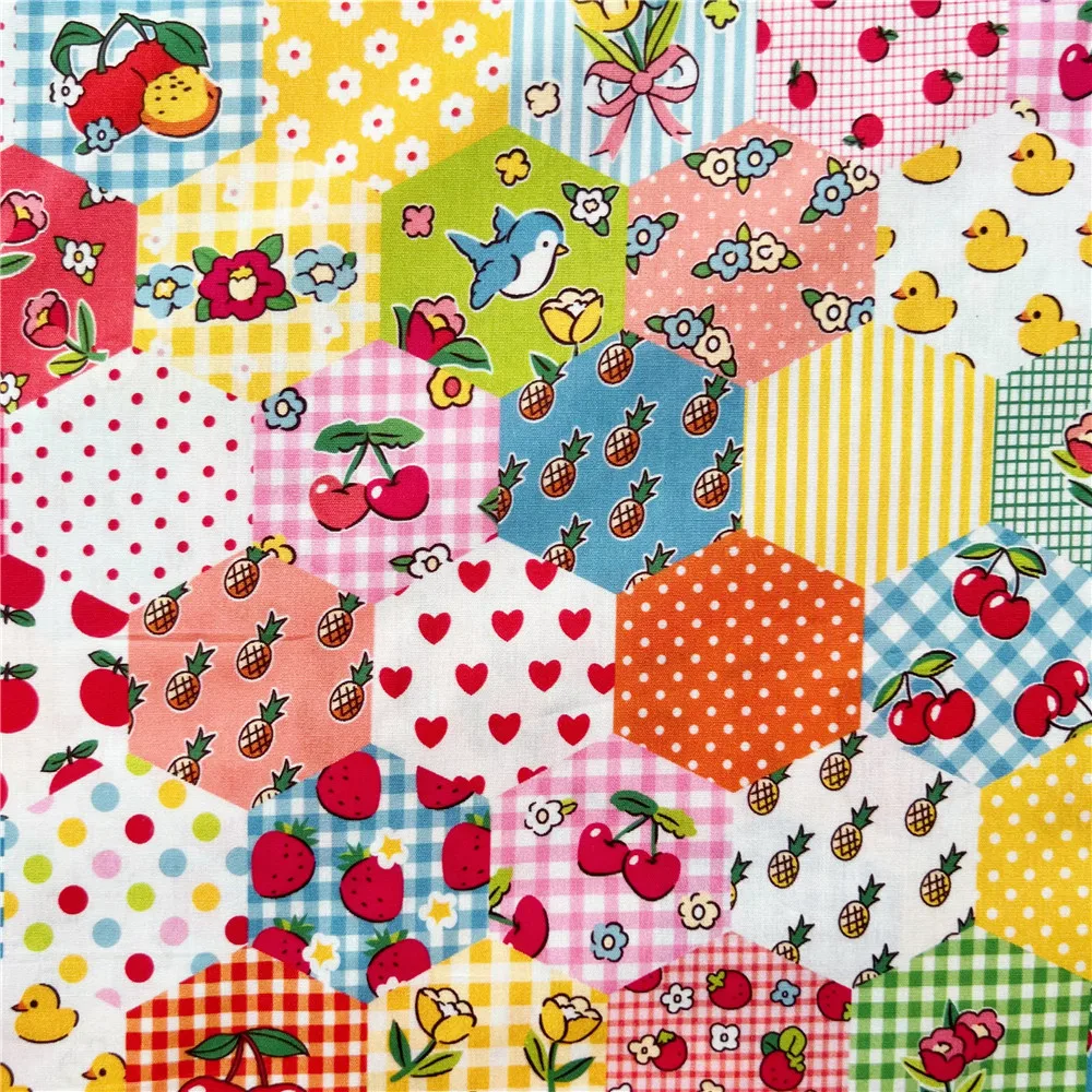 wide145cm Cute little animal fruit patchwork Cotton Fabric Material Patchwork Sewing Fabrics Needlework DIY baby clothe Material