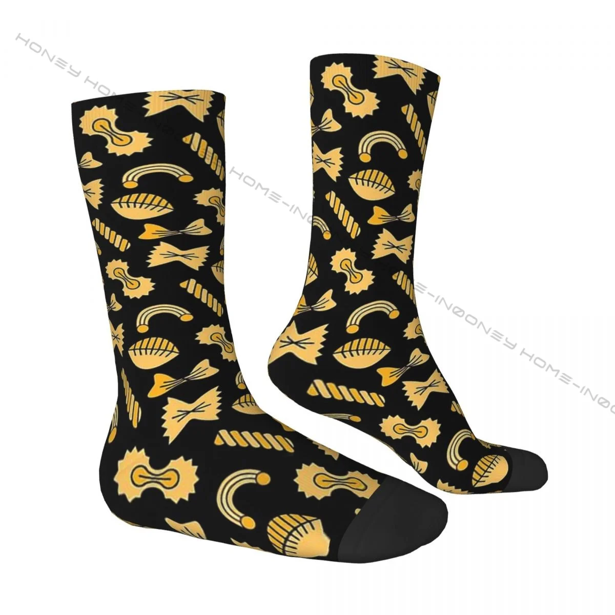 Funny Men's Socks Pasta Pattern Retro Harajuku Hip Hop Casual Crew Crazy Sock Gift Pattern Printed