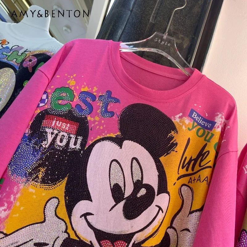 

Y2k Short-sleeved T-shirt Summer Fashion Heavy Industry Fashion Cartoon Age Reduction Loose Oversized Top Kawaii Tshirts Female