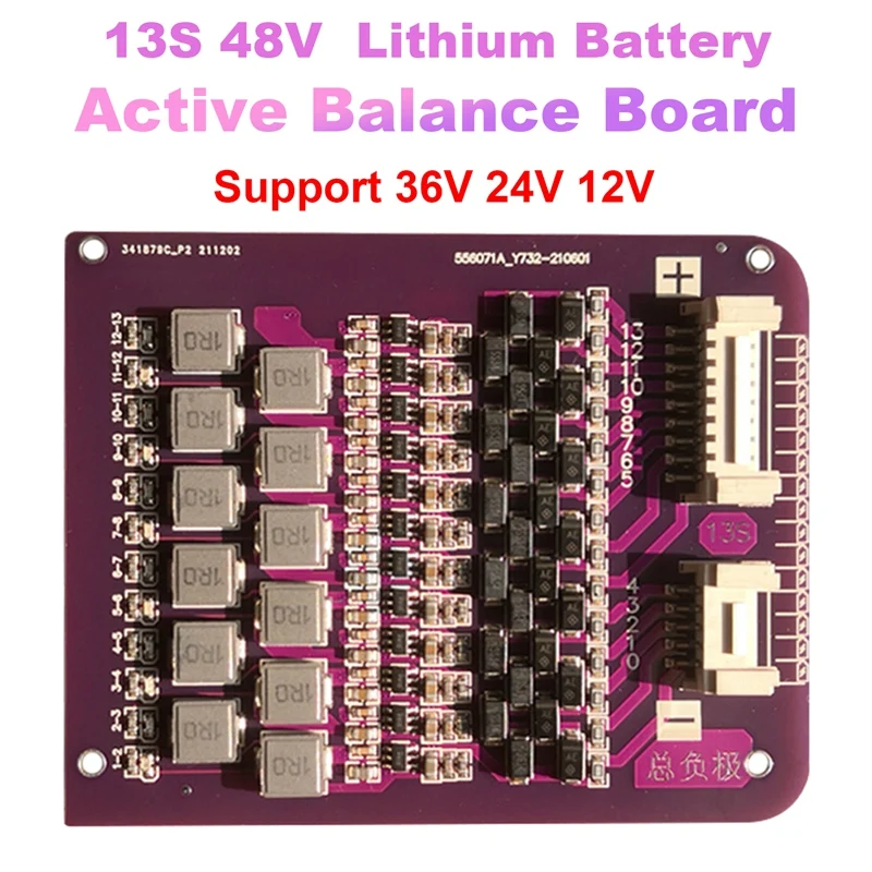 

13S PCB Lifepo4 Тройная литиевая батарея, активная балансировочная плата, поддержка 36 В, 24 В, 12 В, защита литиевой батареи, восстанавливатель