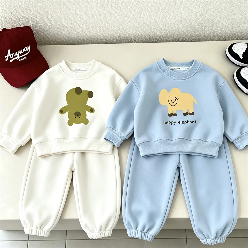 2026 New Style Outfits Autumn Clothing Long-sleeved Suits Cartoon Sweatshirts Pants Toddler Spring Cute Printed Tops Trousers