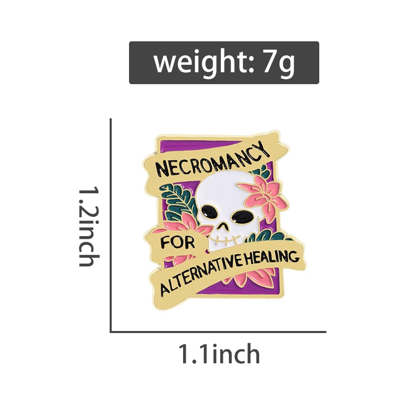 Necromancy for Alternative Healing Skeleton Enamel Pins Punk Halloween Magic Brooches Backpack Lapel Badge Funny Jewelry Gifts