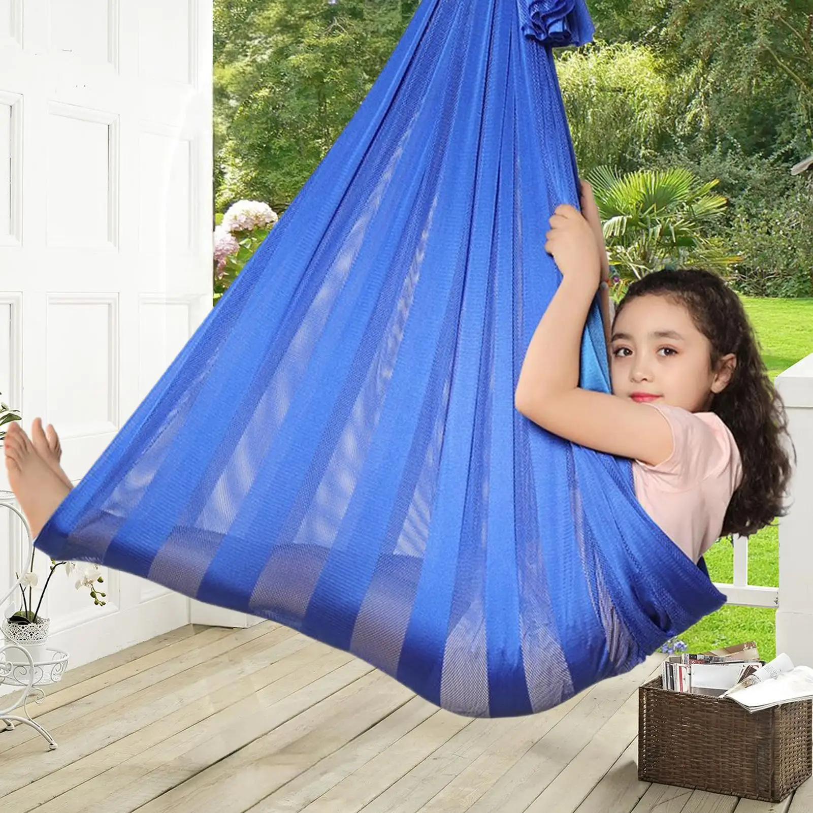 أرجوحة حسية للأطفال أرجوحة حسية مرنة ناعمة للاستخدام الداخلي والخارجي مقعد كرسي سقف عالي التحمل للأطفال شماعة دوارة لغرفة النوم