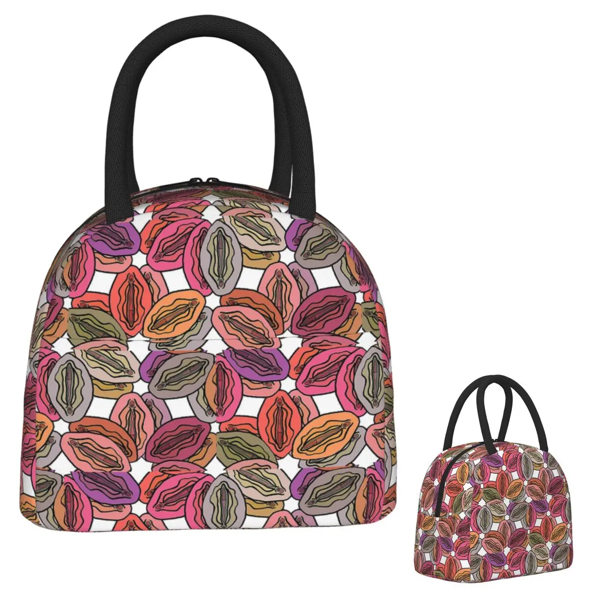 

Vulva Colorful Pattern Lunch Bags Insulated Bento Box Waterproof Lunch Tote Leakproof Picnic Bags Cooler Bag for Woman Student