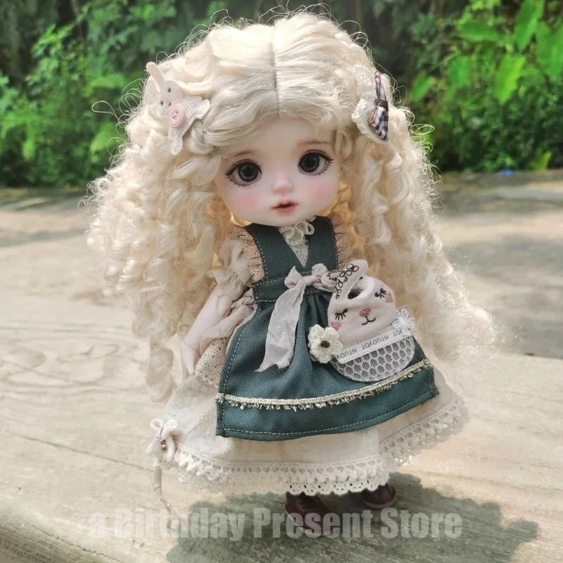 Original 1/6 Bjd Doll Plums Kawaii Doll Retro Countryside Style Curly Hair Kawaii Sd Doll Dressing Girl'S Birthday Xmas Gift