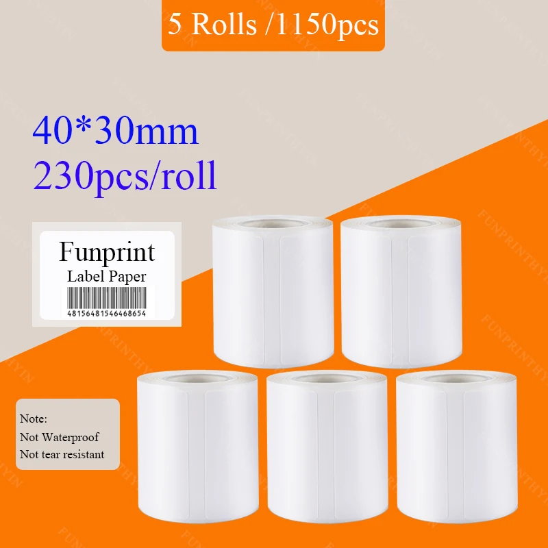 NiiMBOT B1/B21/B203/B3S 5/10Rolls  Label Paper Not Waterproof Name Stickers Diy Label Printing Stickers Household Storage